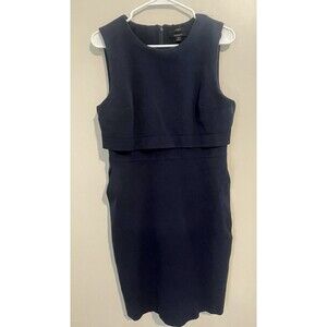J. Crew Women's Blue Crew Neck Sleeveless Dress Size 10 Stretch Midi
